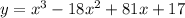 y=x^3-18x^2+81x+17