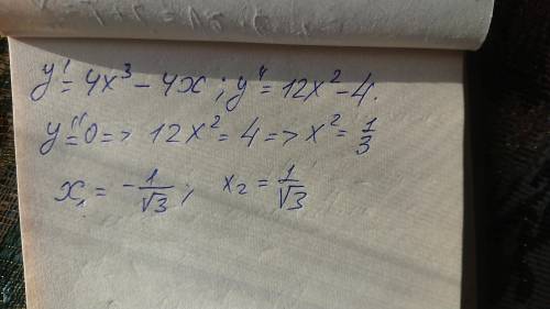 Найти точки перегиба линии y=x^4-2x^2-3