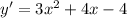 y'=3x^2+4x-4