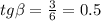 tg\beta = \frac{3}{6}=0.5