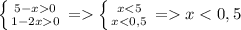 \left \{ {{5-x0} \atop {1-2x0}} \right.=\left \{ {{x