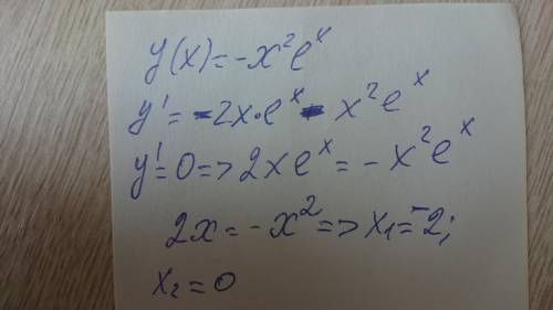 Исследуйте функцию на экстремум f(x)=-x^2e^x