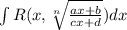 \int R(x,\sqrt[n]{\frac{ax+b}{cx+d}})dx