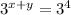 3^{x+y}=3^4