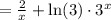 = \frac{2}{x} + \ln(3)\cdot 3^x