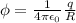 \phi=\frac{1}{4\pi \epsilon_0}\frac{q}{R}