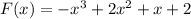 F(x) = -x^3 + 2x^2 + x + 2