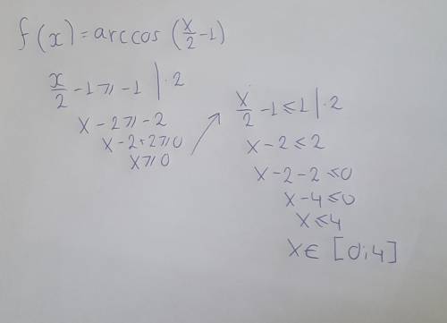 F(x)=arccos(x/2-1) найти область определения функции