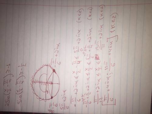 Розв’яжіть тригонометричну нерівність: 2sin(x/2-π/4)≥-1