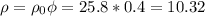 \rho = \rho_0 \phi=25.8*0.4=10.32