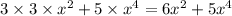 3 \times 3 \times {x}^{2} + 5 \times {x}^{4} = 6 {x}^{2} + 5 {x}^{4}