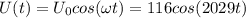 U(t)=U_0cos(\omega t)=116cos(2029t)