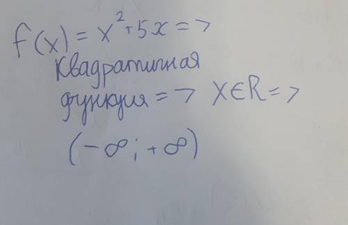 Областью определения функции F(x)=x^2+5x