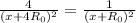 \frac{4}{(x+4R_0)^2}=\frac{1}{(x+R_0)^2}