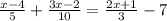 \frac{x-4}{5} +\frac{3x-2}{10} =\frac{2x+1}{3} -7