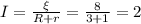 I=\frac{\xi }{R+r} =\frac{8}{3+1} =2