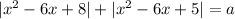 |x^{2} - 6x + 8| + |x^{2} - 6x + 5| = a