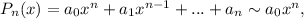 P_{n}(x) = a_{0}x^{n} + a_{1}x^{n-1} + ... + a_{n} \sim a_{0}x^{n},