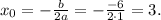 x_0=-\frac{b}{2a}=-\frac{-6}{2\cdot1}=3.