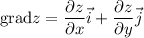 \mathrm{grad} z=\dfrac{\partial z}{\partial x} \vec{i}+\dfrac{\partial z}{\partial y} \vec{j}