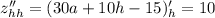 z''_{hh}=(30a+10h-15)'_h=10