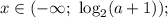 x \in (-\infty; \ \log_{2}(a+1));