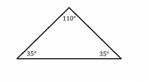 Два угла равнобедренного треугольника равны 110° и 35°.Что больше:основание треугольника или боковая