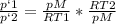 \frac{p`1}{p`2} = \frac{pM}{RT1} * \frac{RT2}{pM}