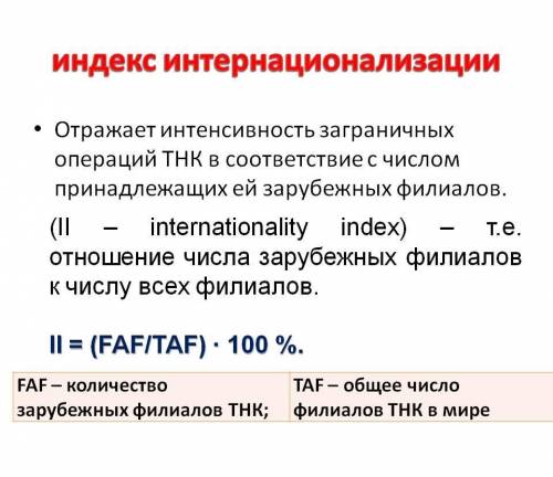 17. Рассчитайте индекс распространенности сети компании, если число стран, где расположены филиалы к