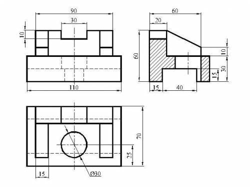 Вид сверху , прямой вид , и вид слева Инженерная графика