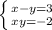 \left \{ {{x-y=3} \atop {xy=-2}} \right.