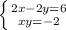 \left \{ {{2x-2y=6} \atop {xy=-2}} \right.