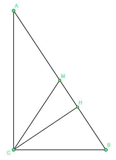 в прямоугольном треугольнике высота и медиана проведенные из прямого угла относятся как 24:25 найдит