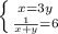 \left \{ {{x=3y} \atop {\frac{1}{x+y}=6 }} \right.