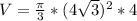 V=\frac{\pi}{3} *(4\sqrt{3})^2*4