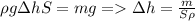 \rho g\Delta hS=mg = \Delta h=\frac{m}{S\rho}