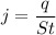 j = \dfrac{q}{St}