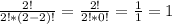 \frac{2!}{2!*(2-2)!} =\frac{2!}{2!*0!} =\frac{1}{1} =1