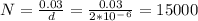 N=\frac{0.03}{d}=\frac{0.03}{2*10^-^6}=15000