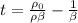 t=\frac{\rho_0}{\rho \beta} -\frac{1}{\beta }