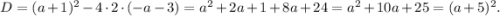 D=(a+1)^2-4\cdot2\cdot(-a-3)=a^2+2a+1+8a+24=a^2+10a+25=(a+5)^2.