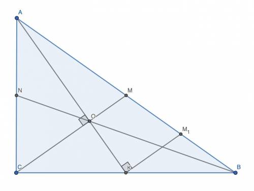 Гипотенуза AB прямоугольного треугольника ABC равна 6. Медиана CM перпендикулярна медиане AK. Найдит