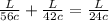 \frac{L}{56c} + \frac{L}{42c} = \frac{L}{24c}