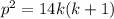 p^2=14k(k+1)