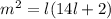 m^2=l(14l+2)