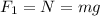 F_{1} =N = mg