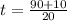 t = \frac{90 + 10}{20}