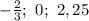 -\frac{2}{3};~0;~2,25