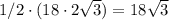 1/2\cdot(18 \cdot 2\sqrt{3}) = 18\sqrt{3}