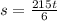 s = \frac{215t}{6}